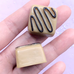 CLEARANCE Cube Truffle Chocolate Decoden Cabochons | Fake Sweet Embellishment | Kawaii Resin Flatback (2 pcs / Light Brown / 23mm x 16mm)
