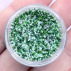 Miniature Sugar Pearls | Fake Candy Dragee Toppings for Dollhouse Dessert DIY | Faux Food Jewellery Making | Micro Bead Mix for Resin Art (Green White / 3g)