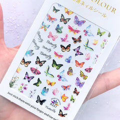 Colourful Butterfly and Flower Stickers | Spring Nail Design | Insect Sticker | Resin Inclusions |