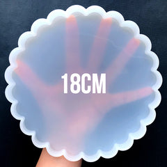 Big Round Scalloped Coaster Silicone Mold | Resin Board Making | Epoxy Resin Craft Supplies | UV Resin Art (180mm)