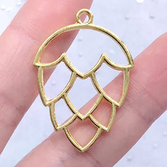 Pine Nut Open Bezel Pendant | Pinoli Open Frame for UV Resin Filling | Kawaii Jewelry Making (1 piece / Gold / 25mm x 35mm)