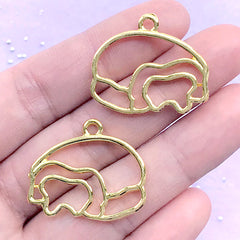 Bread with Filling Open Back Bezel | Cream Bun Charm | Choco Pie Deco Frame for UV Resin (2 pcs / Yellow Gold / 28mm x 24mm)