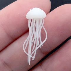 3D Jellyfish for Resin Jewelry DIY | Miniature Sea Jelly Embellishment | Marine Life Resin Fillers | Resin Crafts (2 pcs / 8mm x 23mm)