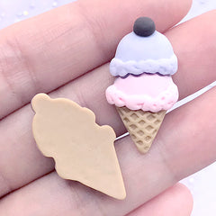 Pastel Ice Cream Cabochon | Kawaii Sweets Deco | Fake Food Jewelry DIY | Decoden Supplies (2 pcs / Purple Pink / 15mm x 29mm)