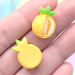 Small Pineapple Cabochons | Stud Earrings Making | Kawaii Decoden Supplies | Resin Fruit Flatbacks (3 pcs / 14mm x 20mm)
