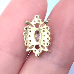 Luxury Nail Charm with Rhinestones | Bling Bling Metal Embellishment for Resin Jewelry DIY | Nail Design (1 piece / Gold / 10mm x 14mm)