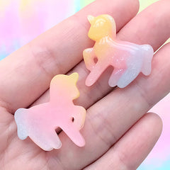 Kawaii Unicorn Cabochon in Rainbow Gradient | Resin Decoden Embellishment | Phone Case Decoration (3 pcs / 25mm x 26mm)