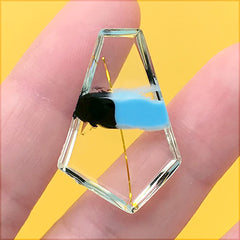 Irregular Pentagon Cabochon with Abstract Paint | Geometric Resin Flatbacks | Geometry Jewelry DIY (1 Piece / 20mm x 30mm)