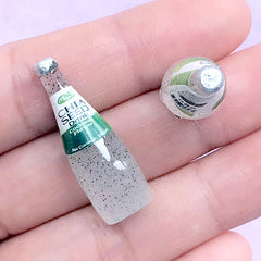Dollhouse Beverage in 1:6 Scale | Miniature Supermarket Groceries | 3D Doll House Coconut Chia Seed Drink Bottle Cabochons (2 pcs / 11mm x 32mm)