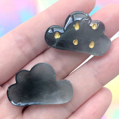 Black Rain Cloud Cabochons | Bad Weather Embellishments | Kawaii Decoden Supplies (3 pcs / 31mm x 20mm)