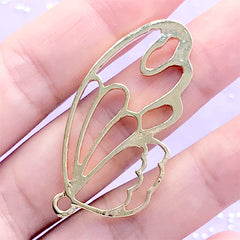 Butterfly Wing Open Bezel Pendant | Insect Deco Frame for UV Resin Filling | Kawaii Resin Jewellery Supplies (1 piece / Gold / 21mm x 42mm)