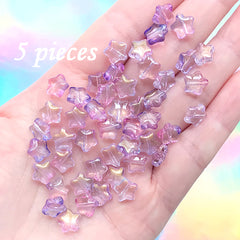 Purple Gradient Star Beads | Kawaii Glass Bead | Cute Bracelet DIY (Purple Pink Gold / 5 pcs / 8mm)