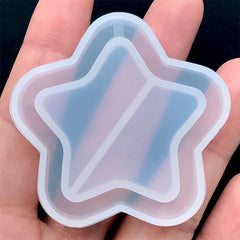 Star Shaker Charm Silicone Mold | Resin Shaker Cabochon DIY | Kawaii Decoden Supplies | Soft Clear Mold for UV Resin (49mm x 48mm)