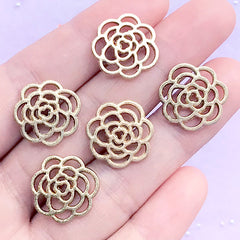 Small Flower Open Back Bezel | Floral Deco Frame for UV Resin Filling | Kawaii Jewellery Making (5 pcs / Gold / 16mm x 16mm)
