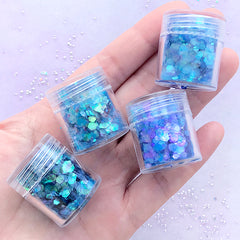 Translucent Hexagon Glitter in AB Blue Green Teal and Purple (4 pcs) | Mermaid Scale Confetti | Iridescent Sprinkles | Resin Art Supplies (1-3mm)