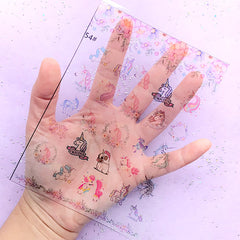 Pastel Unicorn Clear Film for Resin Craft | Fairy Kei Magical Girl Embellishments | Kawaii Resin Inclusion