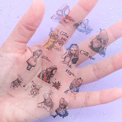 Alice in Wonderland Drawing Clear Film Sheet for UV Resin Jewelry DIY | Fairy Tale Resin Inclusions | Kawaii Resin Craft Supplies
