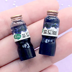 Miniature Dollhouse Korean Juice Beverage in 3D | 1:6 Scale Doll House Fruit Drink Bottle | Kawaii Jewelry Supplies (2pcs / Purple Grape / 10mm x 29mm)