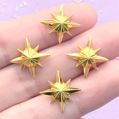 Northern Star Embellishments | Kawaii Resin Inclusions | Resin Art Decoration | Astronomical Jewelry Supplies (4 pcs / Gold / 16mm)