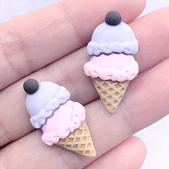 Pastel Ice Cream Cabochon | Kawaii Sweets Deco | Fake Food Jewelry DIY | Decoden Supplies (2 pcs / Purple Pink / 15mm x 29mm)