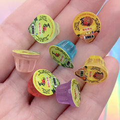 Dollhouse Fruit Jelly Cup Assortment | Miniature Food for Doll Craft | Kawaii Resin Cabochons | Decoden Supplies (7 pcs / Mix / 12mm x 8mm)