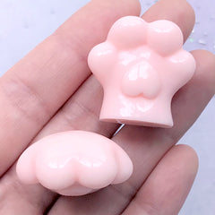 Dog Paw Cabochons in 3D | Cat Paw Embellishment | Animal Jewelry Making | Kawaii Decoden Piece (2 pcs / Pink / 28mm x 27mm)