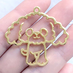 Poodle Open Bezel Charm | Dog Deco Frame for UV Resin Filling | Pet Jewelry Supplies (1 piece / Gold / 39mm x 36mm)