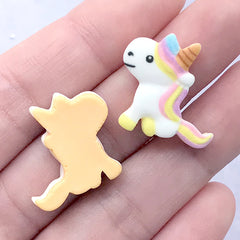 Unicorn Sugar Cookie Cabochons | Dollhouse Food Supplies | Kawaii Miniature Craft | Sweet Deco (3 pcs / 22mm x 20mm)