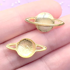 Planet Saturn Embellishments for Resin Craft | Astronomy Resin Inclusions | Kawaii Jewellery Supplies (4 pcs / Gold / 21mm x 10mm)