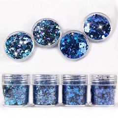 Iridescent Hexagon Glitter in AB Dark Blue (4 pcs) | Chunky Confetti | Bling Bling Embellishments for Resin Art | Nail Decoration (1-3mm)