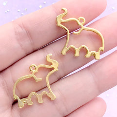 Elephant Open Bezel Pendant for UV Resin Craft | Small Animal Deco Frame | Kawaii Jewellery Supplies (2 pcs / Gold / 23mm x 21mm)
