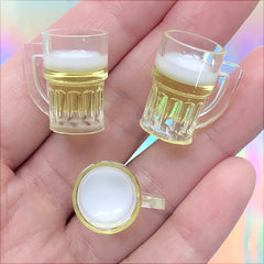 3D Miniature Beer Cabochons | Dollhouse Beverage Supplies | Doll Drinks | Kitsch Jewelry Supplies (3 pcs / 14mm x 20mm)