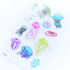 Jellyfish Drawing Clear Film Sheet | UV Resin Jewelry Supplies | Marine Life Resin Inclusions | Aquarium Embellishments | Resin Fillers