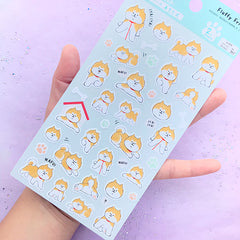 Kawaii Akita Dog Stickers | Animal Pet Stickers | Planner Decorations | Scrapbooking Supplies (2 sheets)