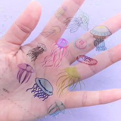 Jellyfish Drawing Clear Film Sheet | UV Resin Jewelry Supplies | Marine Life Resin Inclusions | Aquarium Embellishments | Resin Fillers
