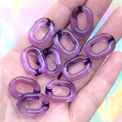 Plastic Chain Links | Acrylic Open Links in Oval Shape | Chunky Jewellery Supplies | Kawaii Clutch Bag Chain Making (10 pcs / Transparent Purple / 14mm x 20mm)