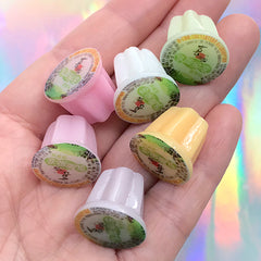 Miniature Jelly Cup Assortment | Dollhouse Food | Mini Food for Doll Craft | Decoden Cabochons (6 pcs / Mix / 17mm x 15mm)