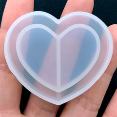 Kawaii Resin Shaker Charm DIY | Heart Silicone Mold | Decoden Cabochon Mold | Clear Soft Mold for UV Resin (49mm x 42mm)