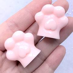 Dog Paw Cabochons in 3D | Cat Paw Embellishment | Animal Jewelry Making | Kawaii Decoden Piece (2 pcs / Pink / 28mm x 27mm)