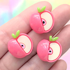 Small Apple Cabochons | Cute Fruit Embellishment | Kawaii Jewellery Making | Decoden Phone Case DIY (3 pcs / 18mm x 18mm)