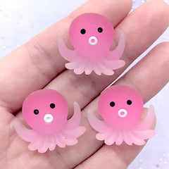 Cartoon Octopus Cabochons | Kawaii Animal Decoden Cabochon | Cute Toddler Hair Bow Jewelry Supplies (3 pcs / 25mm x 23mm)