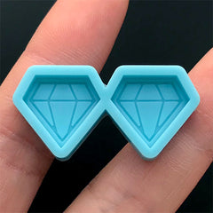 Diamond Silicone Mold (2 Cavity) | Resin Jewellery Making | Stud Earrings Mould | Epoxy Resin Mold (15mm x 14mm)
