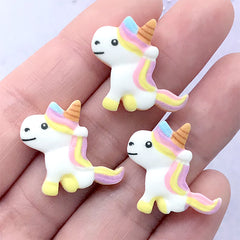 Unicorn Sugar Cookie Cabochons | Dollhouse Food Supplies | Kawaii Miniature Craft | Sweet Deco (3 pcs / 22mm x 20mm)