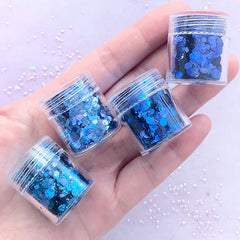 Iridescent Hexagon Glitter in AB Dark Blue (4 pcs) | Chunky Confetti | Bling Bling Embellishments for Resin Art | Nail Decoration (1-3mm)