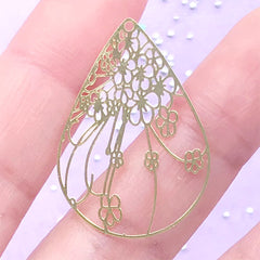 Floral Metal Bookmark for UV Resin Filling | Flower Teardrop Deco Frame | Resin Jewelry Supplies (1 piece / 23mm x 32mm)