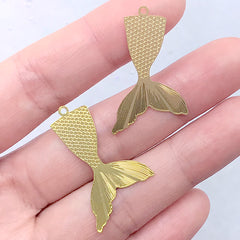 Mermaid Tail Metal Bookmark Charm | Fish Tail Pendant | Kawaii Jewelry Making (2 pcs / 19mm x 31mm)