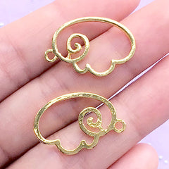 Kawaii Angel Wings Open Back Bezel Charm for UV Resin Filling | Cute Charm | Mahou Kei Jewellery Making (2 pcs / Gold / 16mm x 24mm)