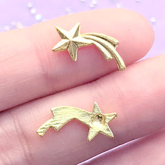 Magical Girl Shooting Star Embellishments for Resin Art Decoration | Astronomy Filling Materials for Kawaii Resin Craft (4 pcs / Gold / 16mm x 8mm)
