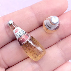 3D Dollhouse Chia Seed Drink in 1:6 Scale | Miniature Pomegranate Drink Bottle Cabochon | Doll House Beverage (2 pcs / 11mm x 32mm)