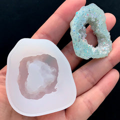 Agate Quartz Geode Silicone Mold | Crystal Slice Mould | Clear Mold for UV Resin Craft | Fake Crystal DIY (34mm x 40mm)